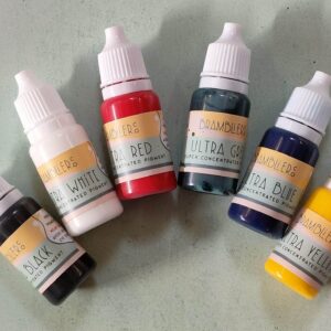 Bramblier Ultra pigments including black, white red, green blue and yellow